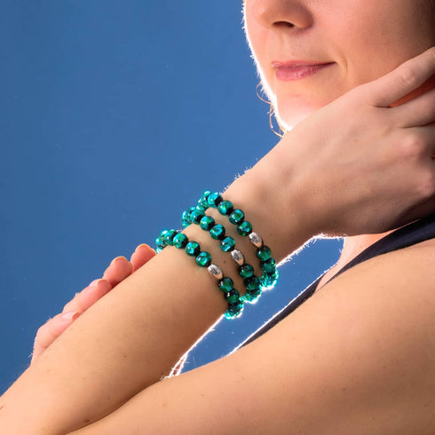 Astra verte | Argent sterling 925 | Bracelet en verre solaire